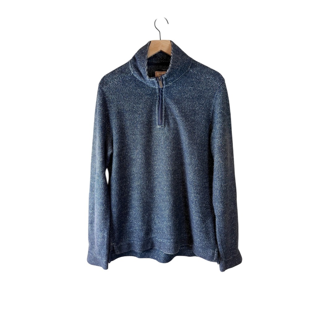 FatFace Mens Quarter Zip Pullover Sweater Navy Blue Textured Cotton‎ Knit Size M